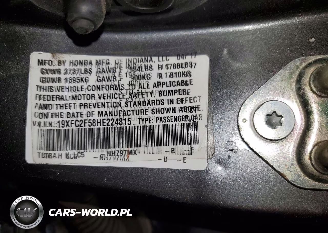 2017 Honda Civic VIN:19XFC2F58HE224815 - 12