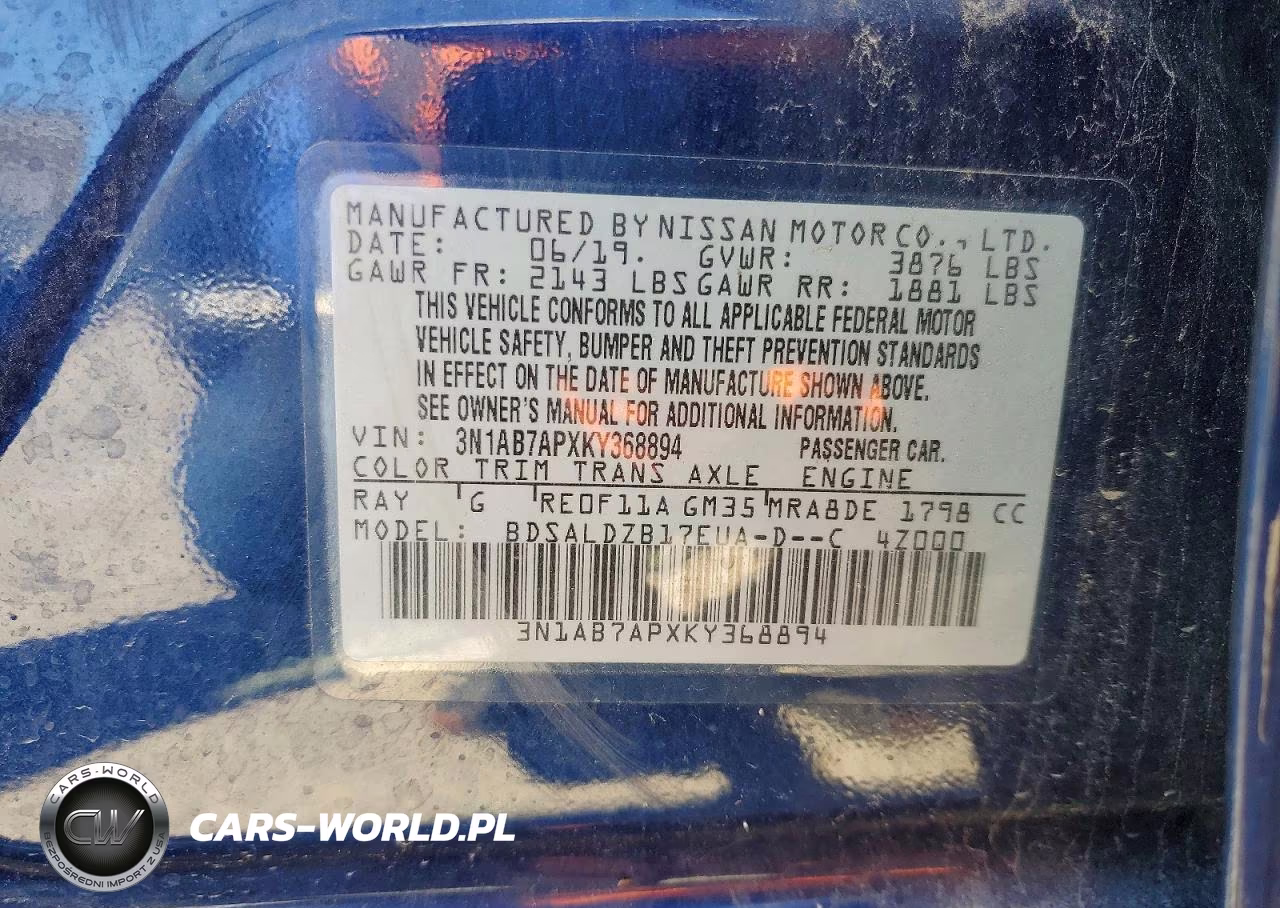 2019 Nissan Sentra Sv VIN:3N1AB7APXKY368894 - 12