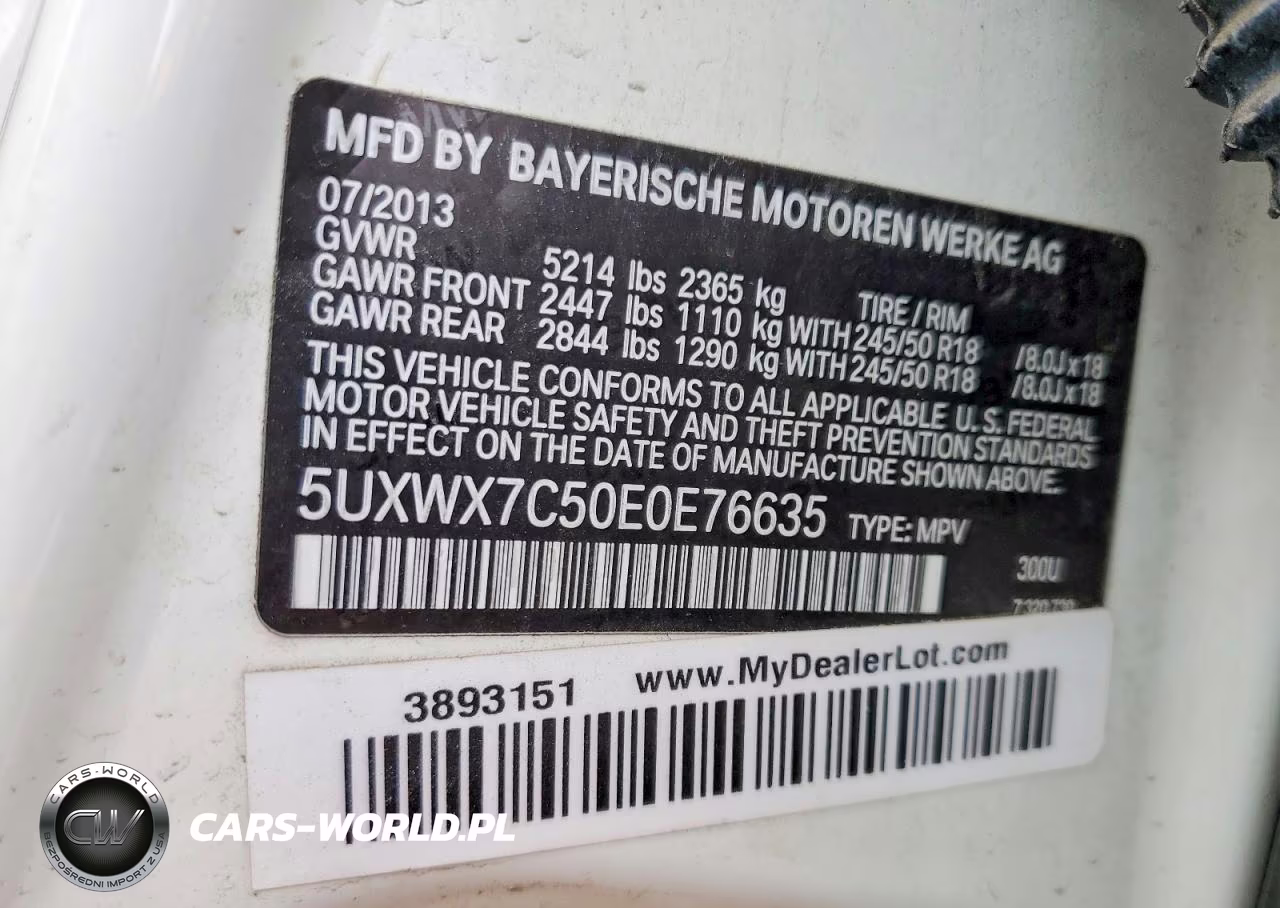 2014 BMW X3 xDrive35I VIN:5UXWX7C50E0E76635 - 13