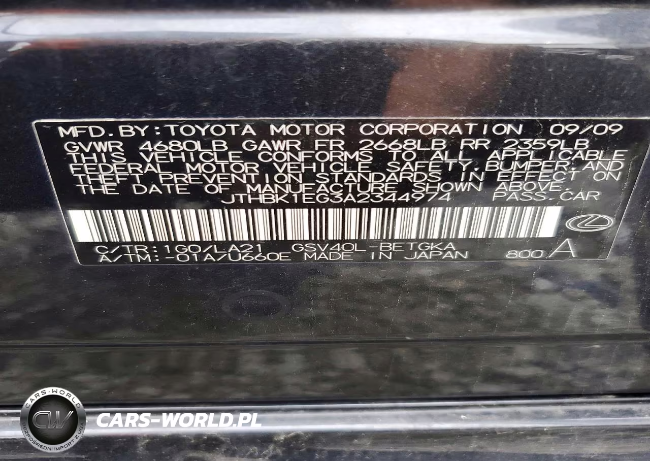 2010 Lexus Es 350 VIN:JTHBK1EG3A2344974 - 13