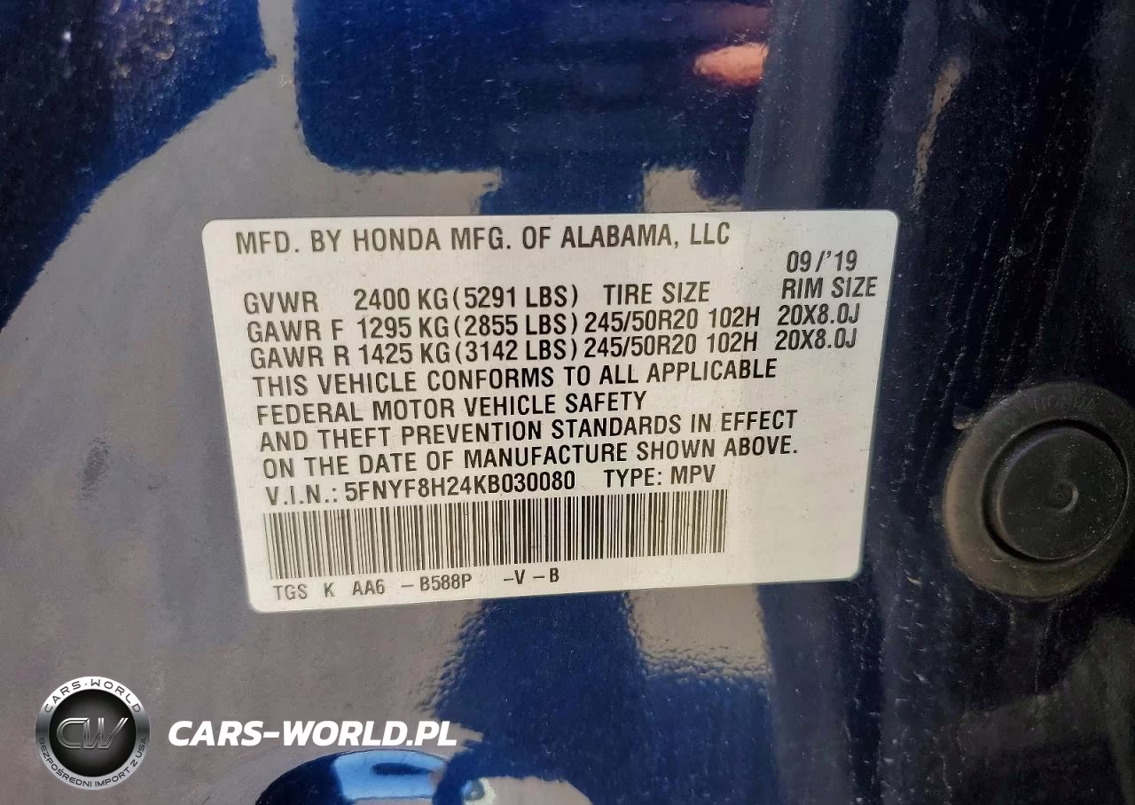 2019 Honda Passport Sport VIN:5FNYF8H24KB030080 - 13