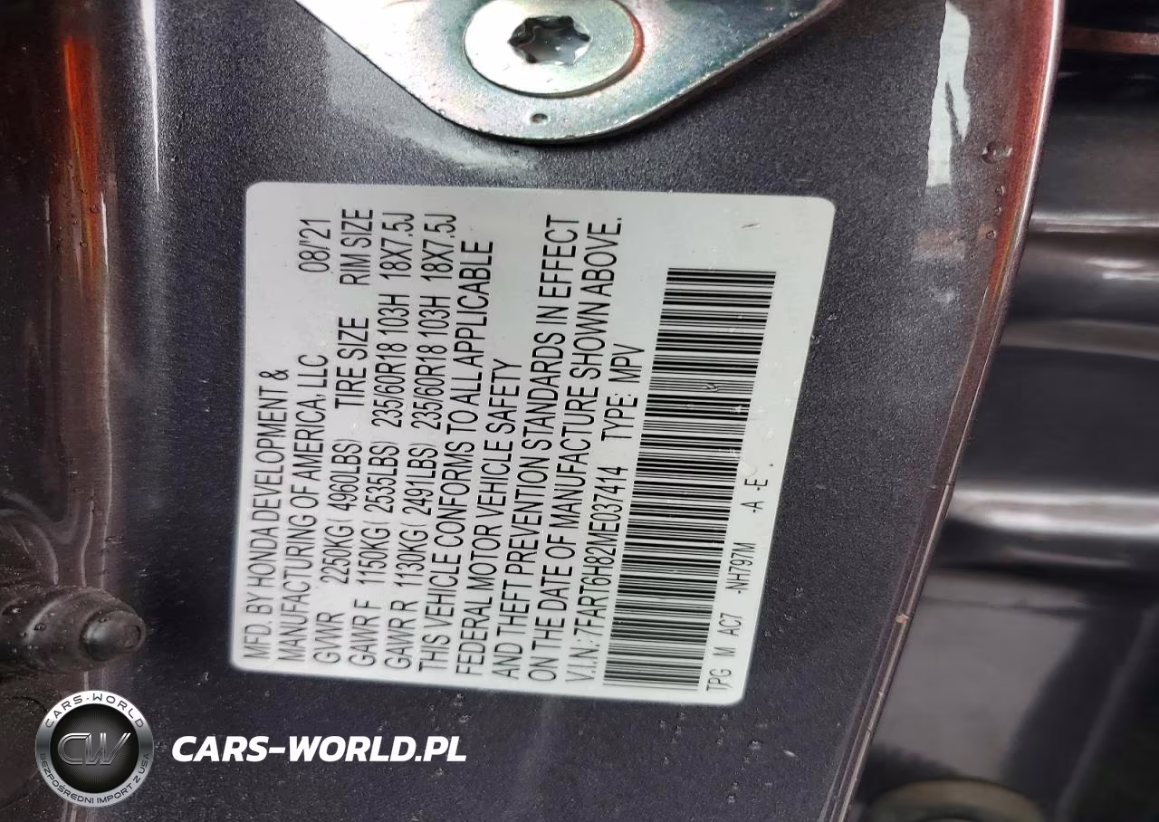 2021 Honda Cr-V Exl VIN:7FART6H82ME037414 - 13