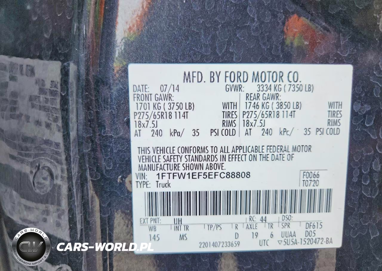 2014 Ford F150 Supercrew VIN:1FTFW1EF5EFC88808 - 12