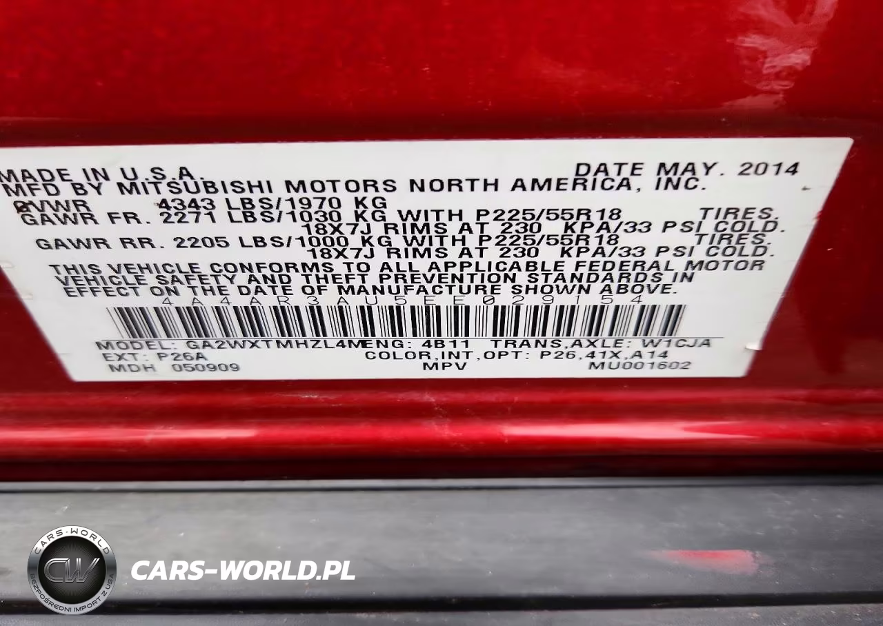2014 Mitsubishi Outlander Sport Es VIN:4A4AR3AU5EE029154 - 13
