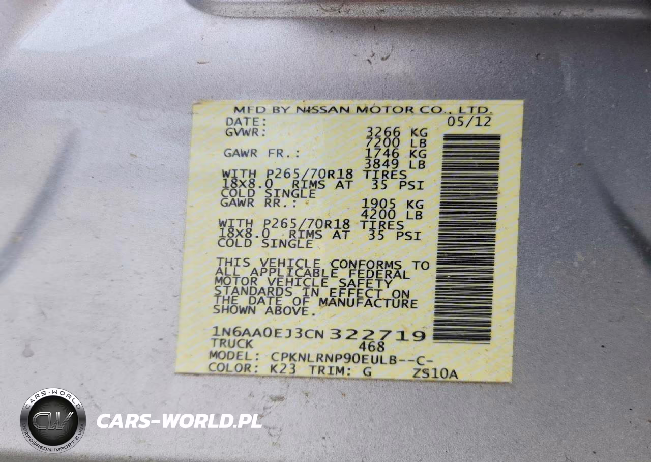 2012 Nissan Titan S VIN:1N6AA0EJ3CN322719 - 13