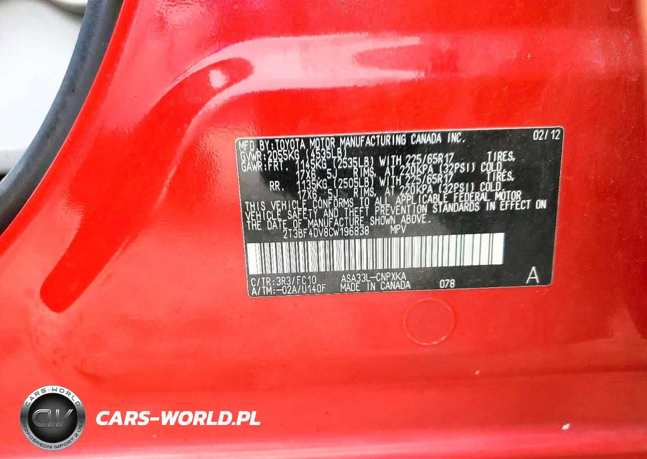 2012 Toyota Rav4 Base VIN:2T3BF4DV8CW196838 - 13