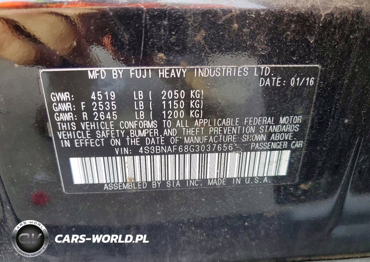 2016 Subaru Legacy 2.5I Premium VIN:4S3BNAF68G3037656 - 12