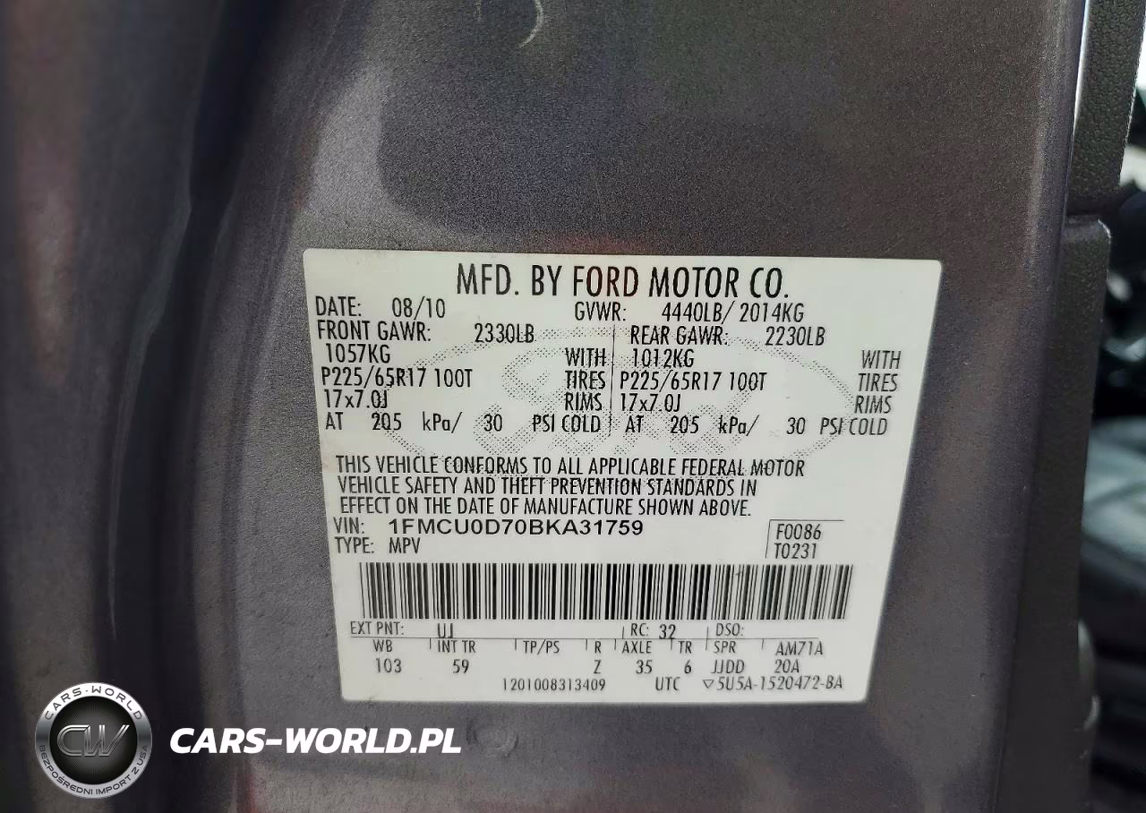 2011 Ford Escape Xlt VIN:1FMCU0D70BKA31759 - 14