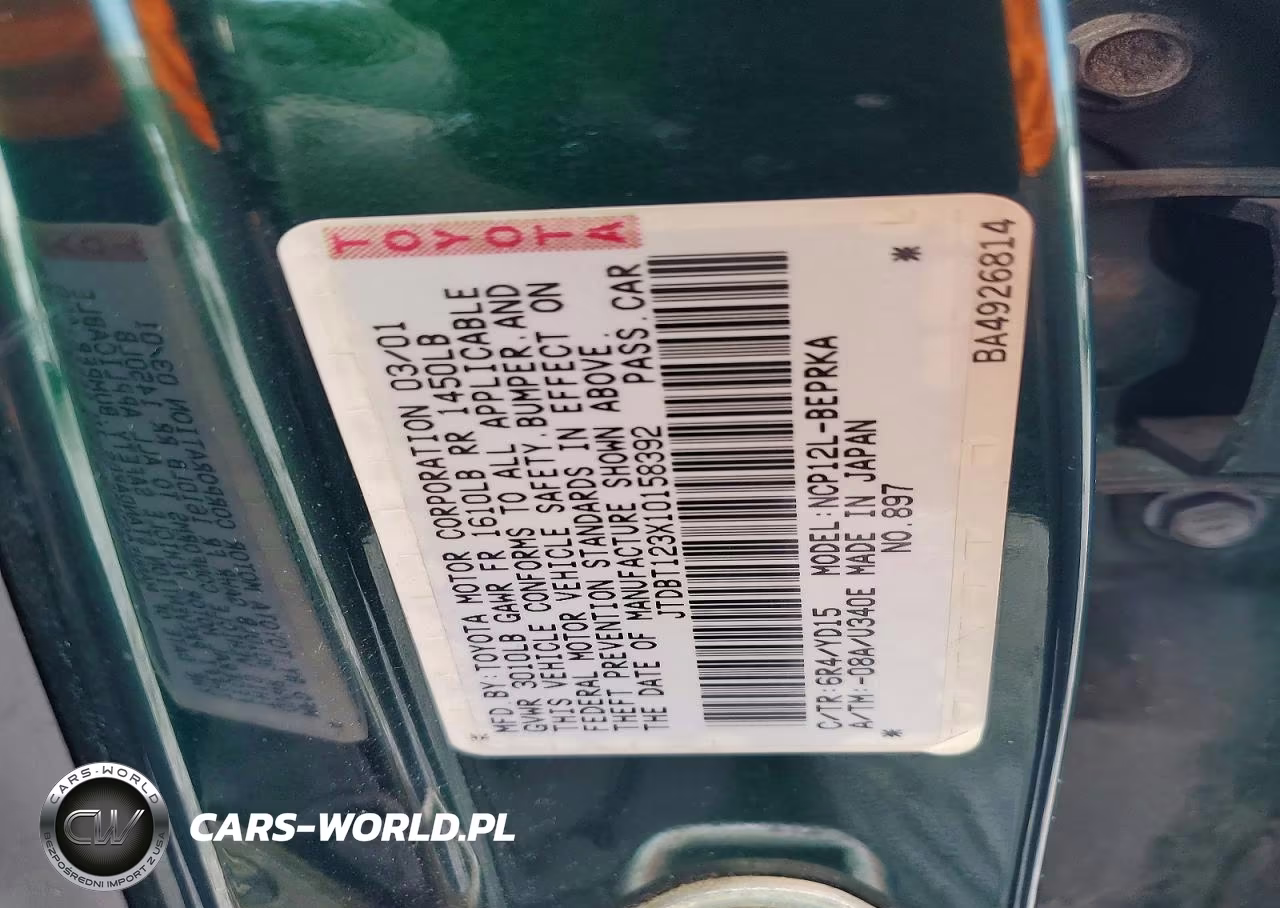 2001 Toyota Echo Base VIN:JTDBT123X10158392 - 12