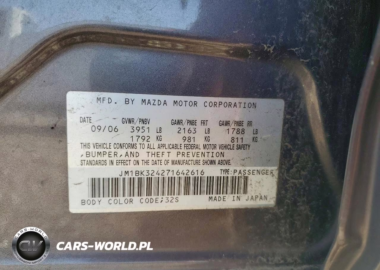 2007 Mazda 3 S VIN:JM1BK324271642616 - 13
