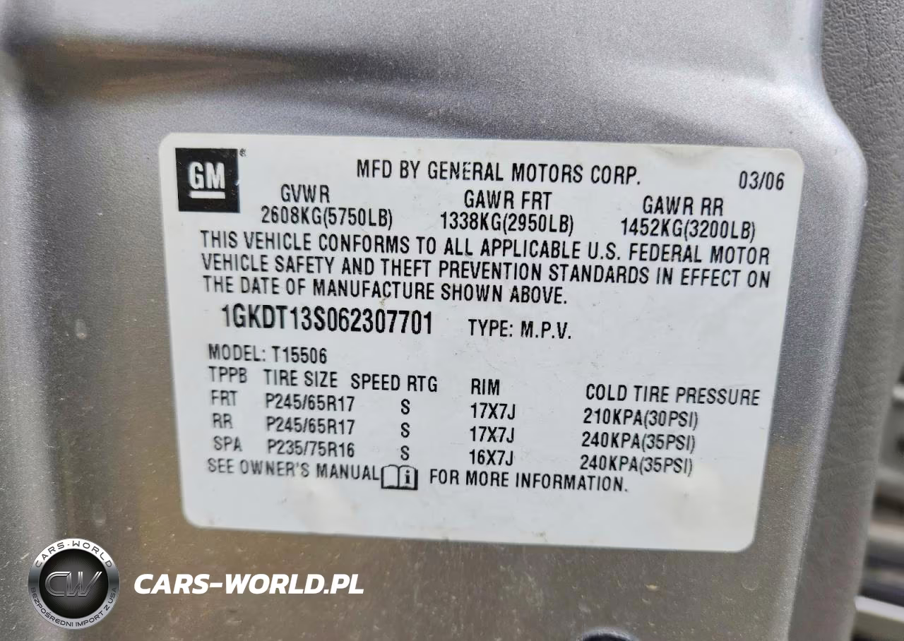 2006 GMC Envoy VIN:1GKDT13S062307701 - 13