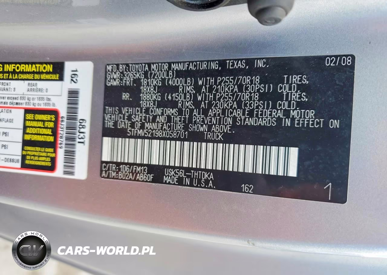 2008 Toyota Tundra Grade VIN:5TFMV52198X058701 - 12