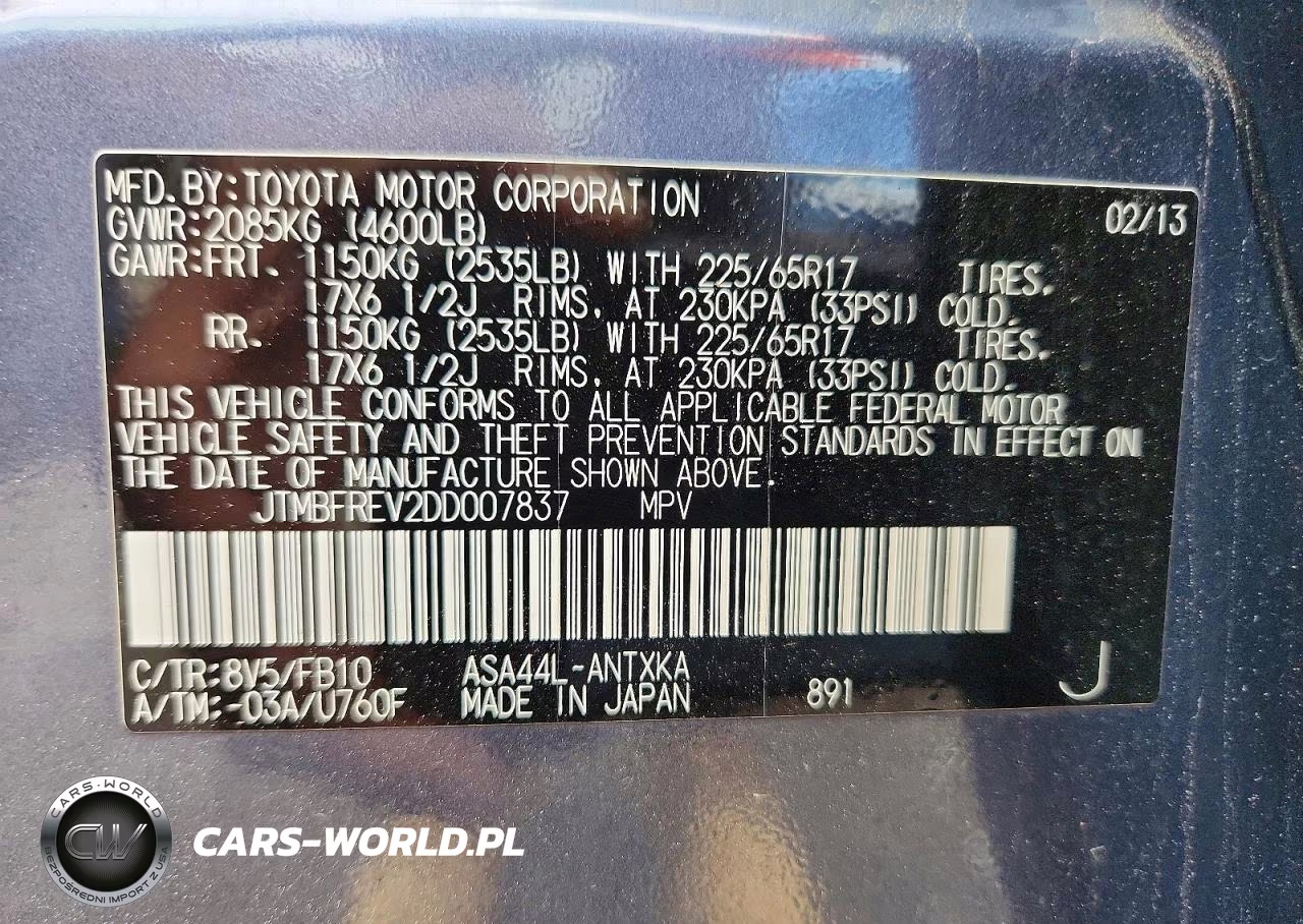 2013 Toyota Rav4 Le VIN:JTMBFREV2DD007837 - 13