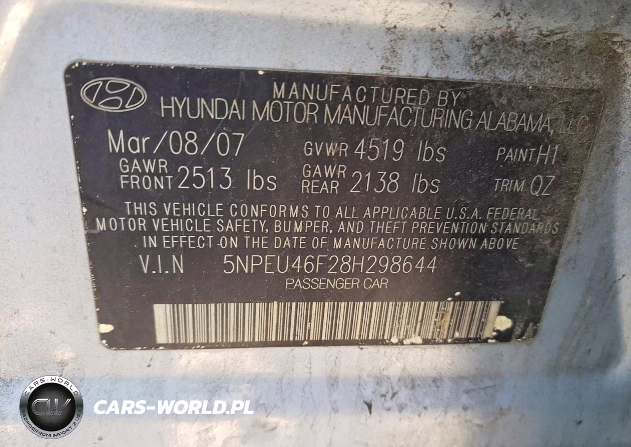 2008 Hyundai Sonata Se V6 VIN:5NPEU46F28H298644 - 13