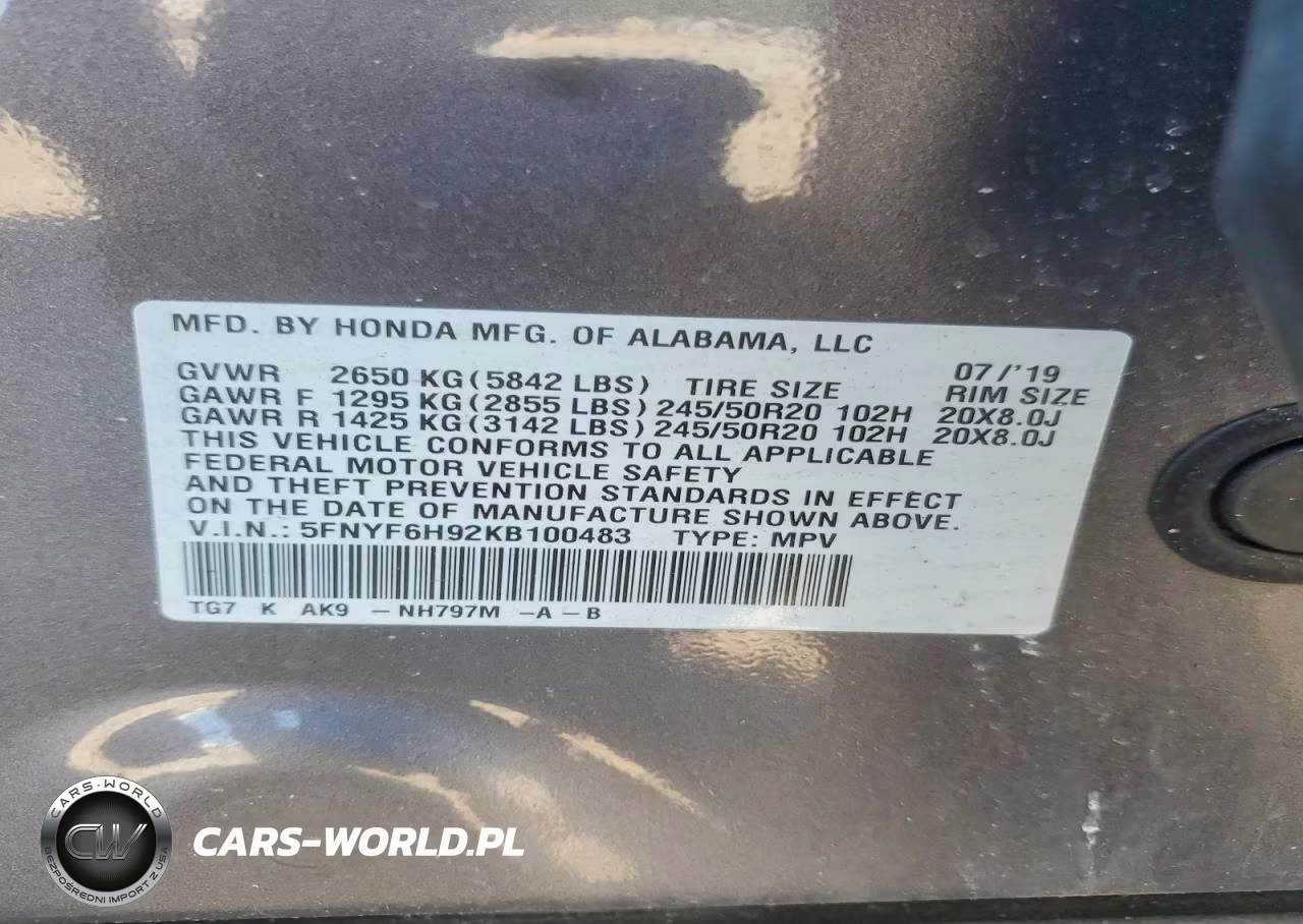 2019 Honda Pilot Touring VIN:5FNYF6H92KB100483 - 13