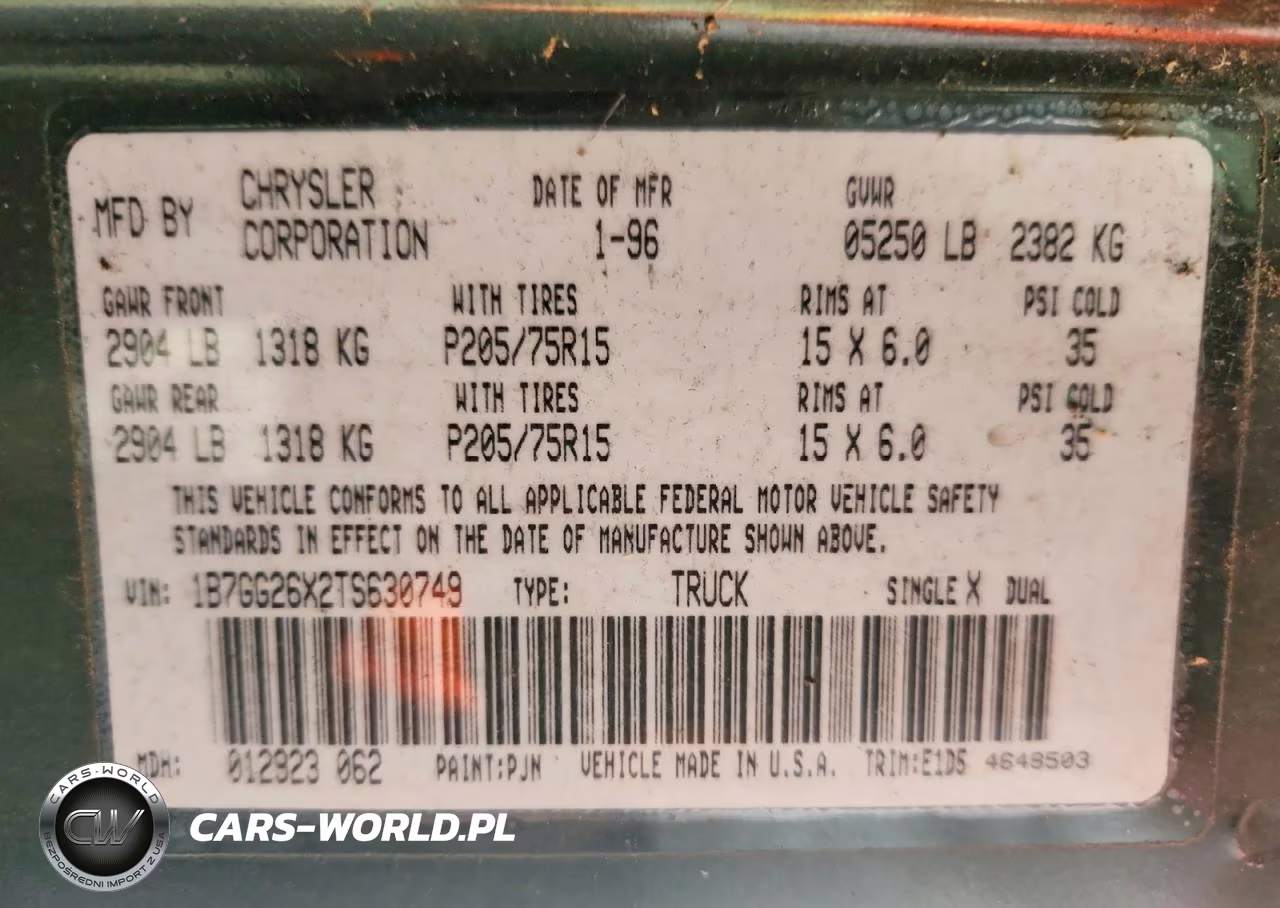 1996 Dodge Dakota VIN:1B7GG26X2TS630749 - 12