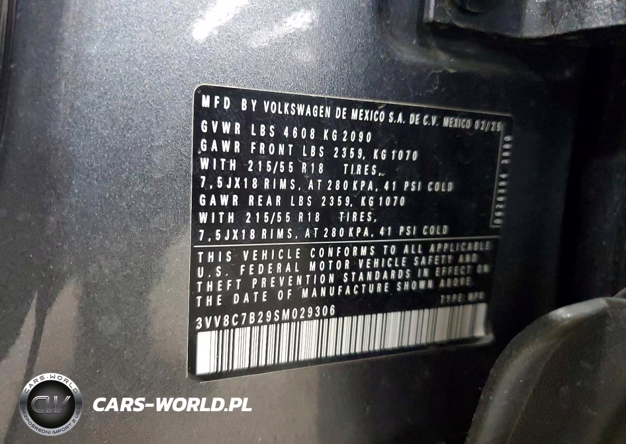 2025 Volkswagen Taos S VIN:3VV8C7B29SM029306 - 13