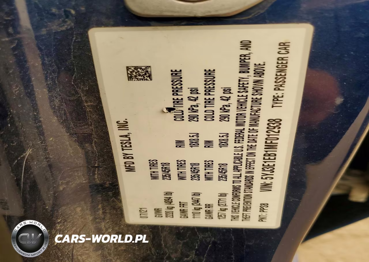 2021 Tesla Model 3 VIN:5YJ3E1EB1MF012938 - 13
