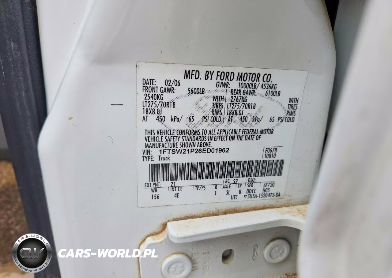 2006 Ford F250 Super Duty VIN:1FTSW21P26ED01962 - 12