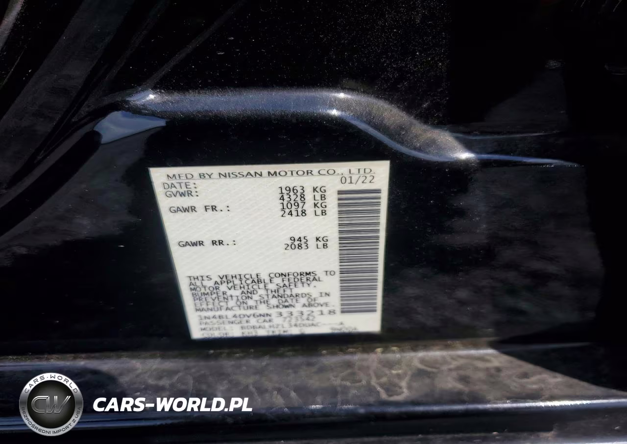 2022 Nissan Altima Sv VIN:1N4BL4DV6NN333218 - 12