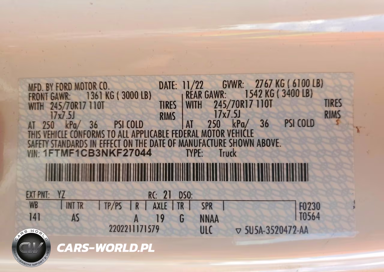 2022 Ford F150 VIN:1FTMF1CB3NKF27044 - 12