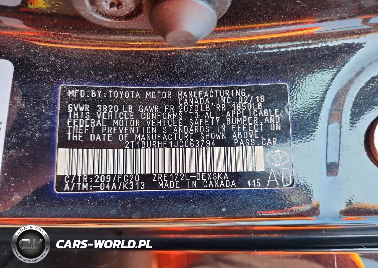 2018 Toyota Corolla Se VIN:2T1BURHE1JC063794 - 13