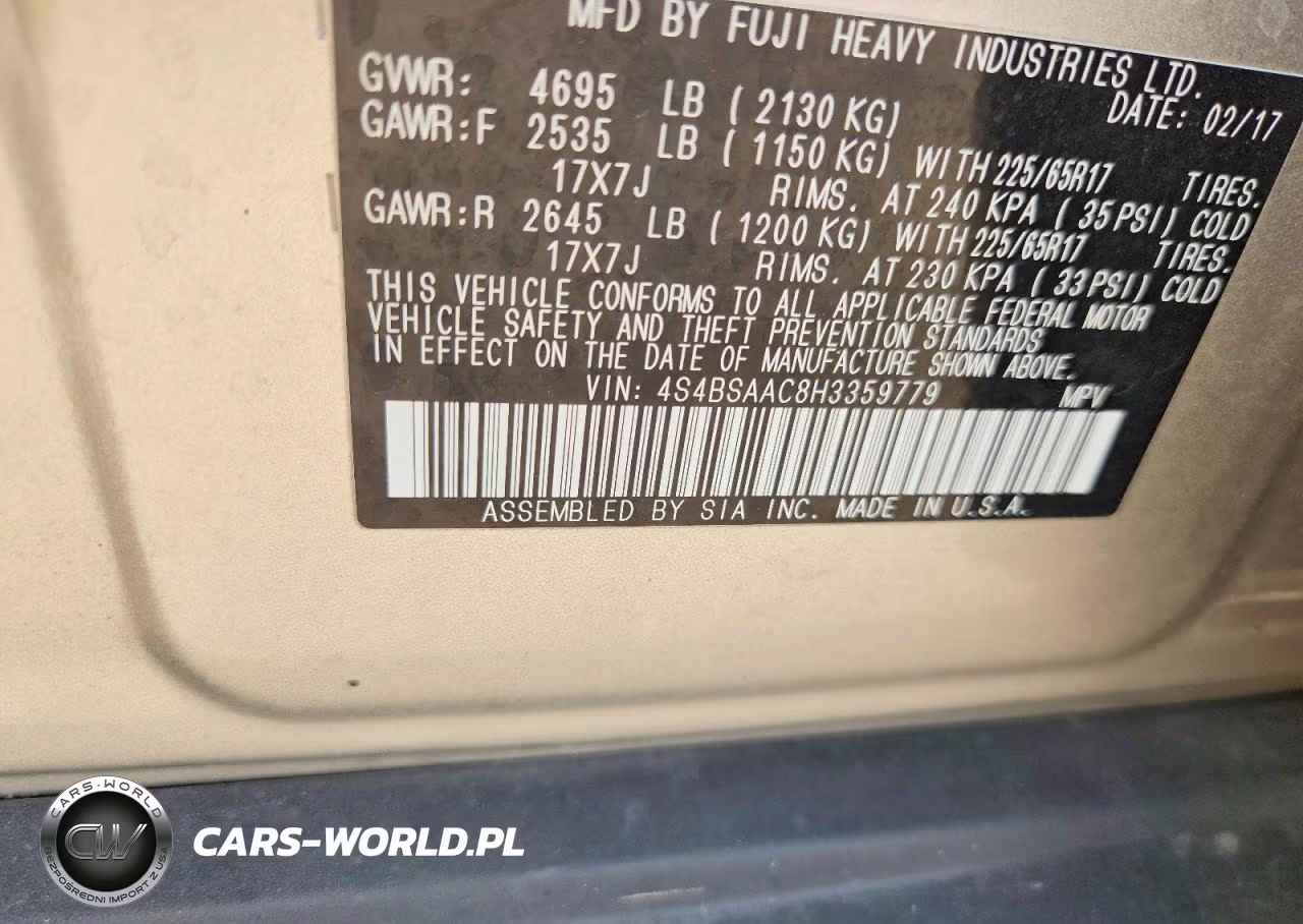 2017 Subaru Outback 2.5I VIN:4S4BSAAC8H3359779 - 12