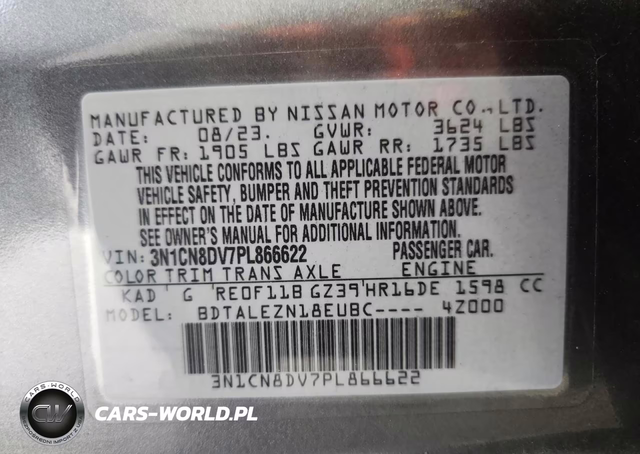 2023 Nissan Versa S VIN:3N1CN8DV7PL866622 - 12