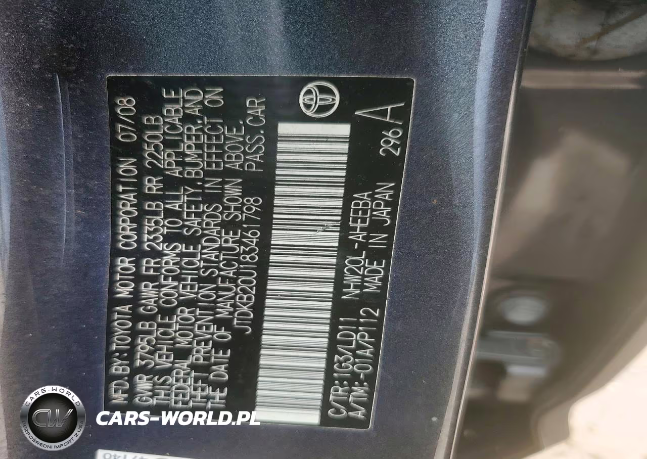 2008 Toyota Prius Touring VIN:JTDKB20U183461798 - 12