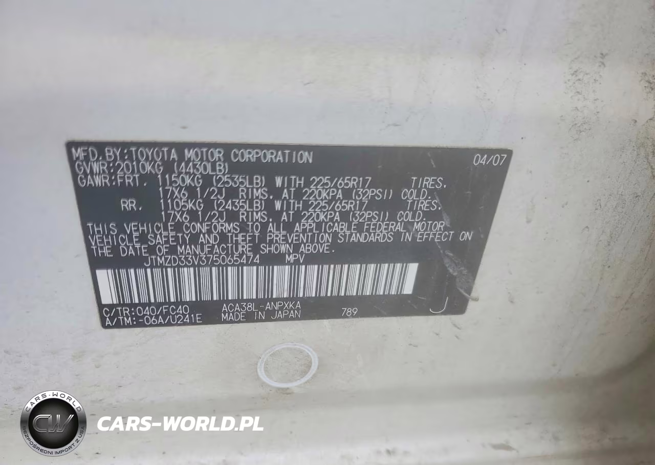 2007 Toyota Rav4 Base VIN:JTMZD33V375065474 - 13