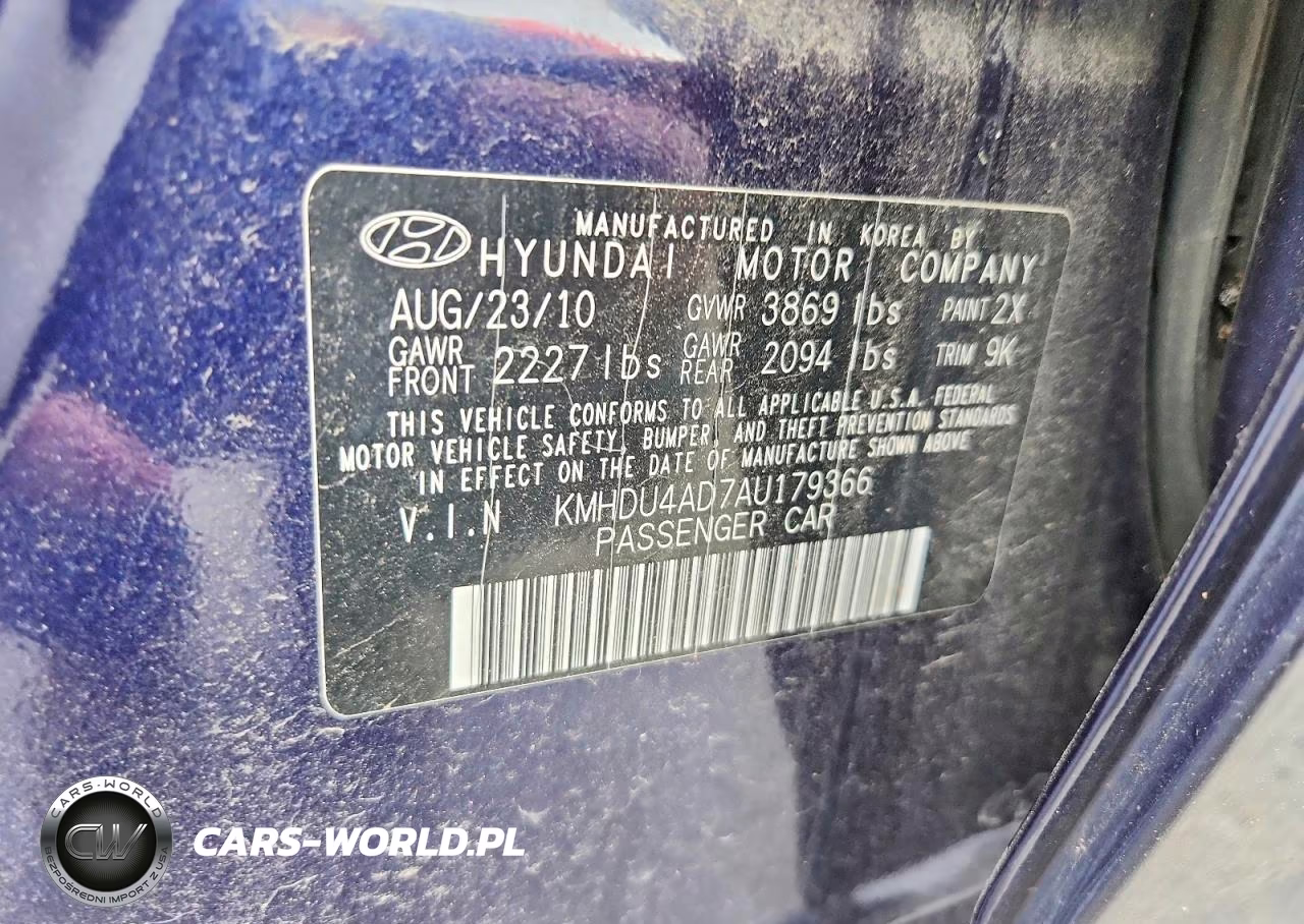 2010 Hyundai Elantra Gls VIN:KMHDU4AD7AU179366 - 12