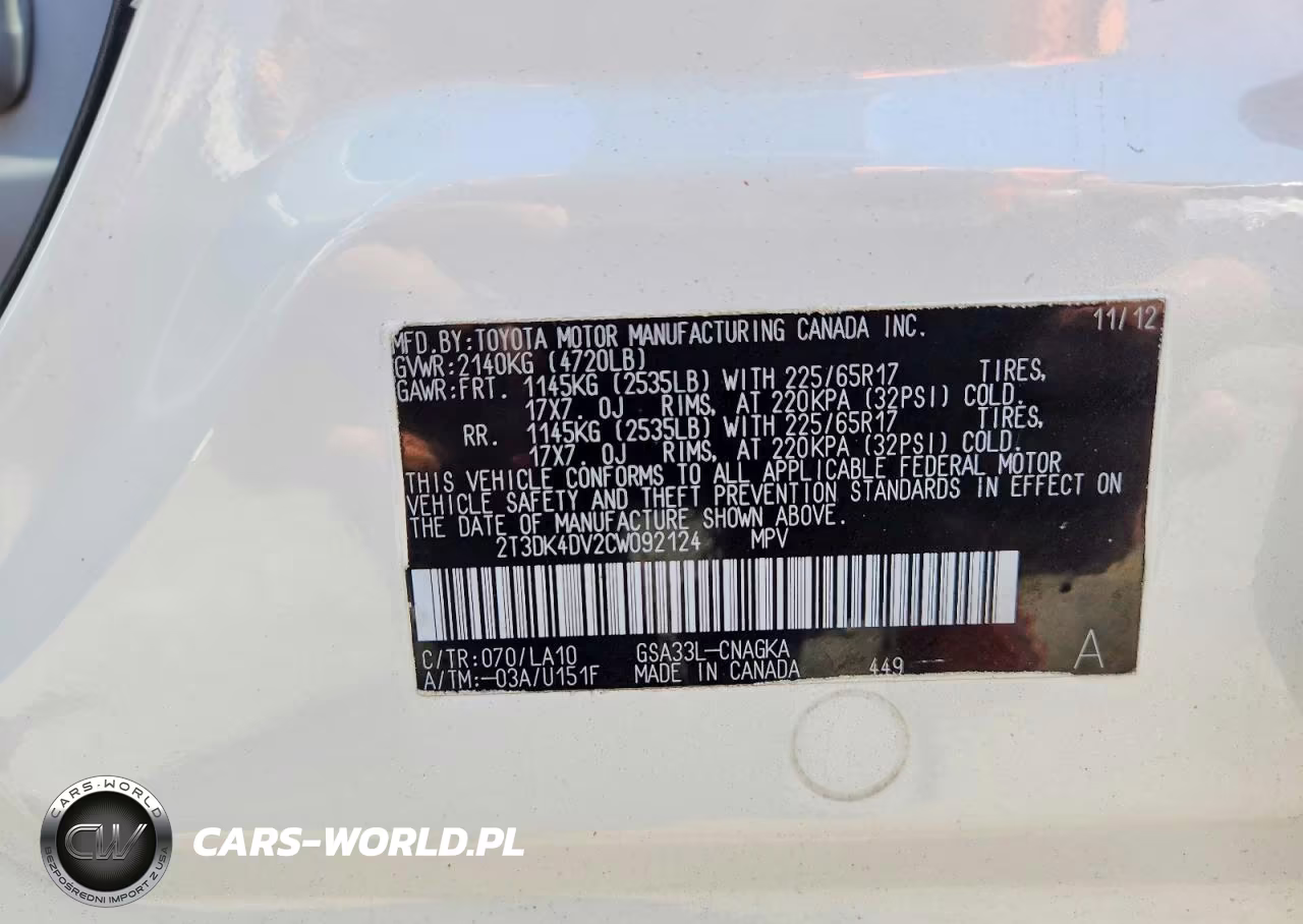 2012 Toyota Rav4 Limited VIN:2T3DK4DV2CW092124 - 13