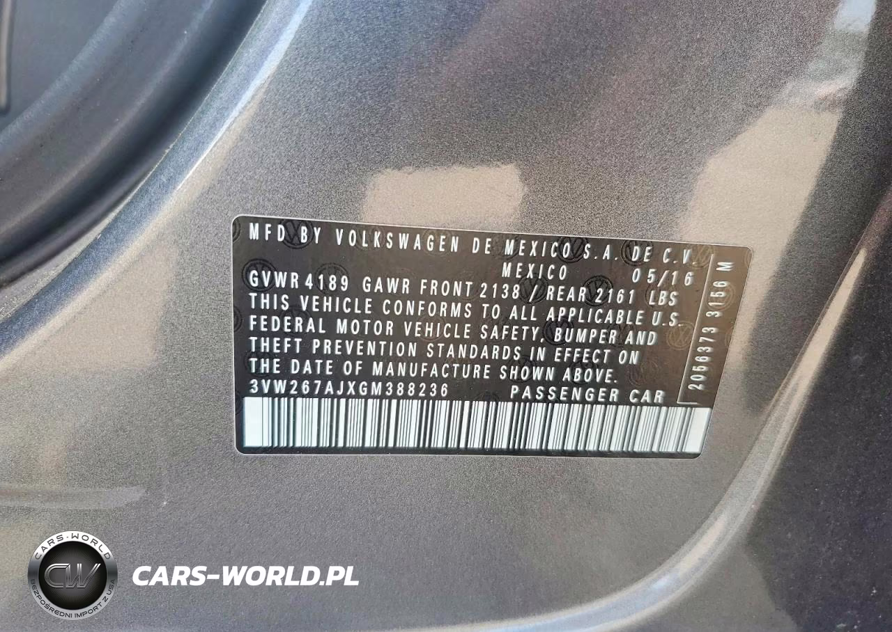 2016 Volkswagen Jetta S VIN:3VW267AJXGM388236 - 12