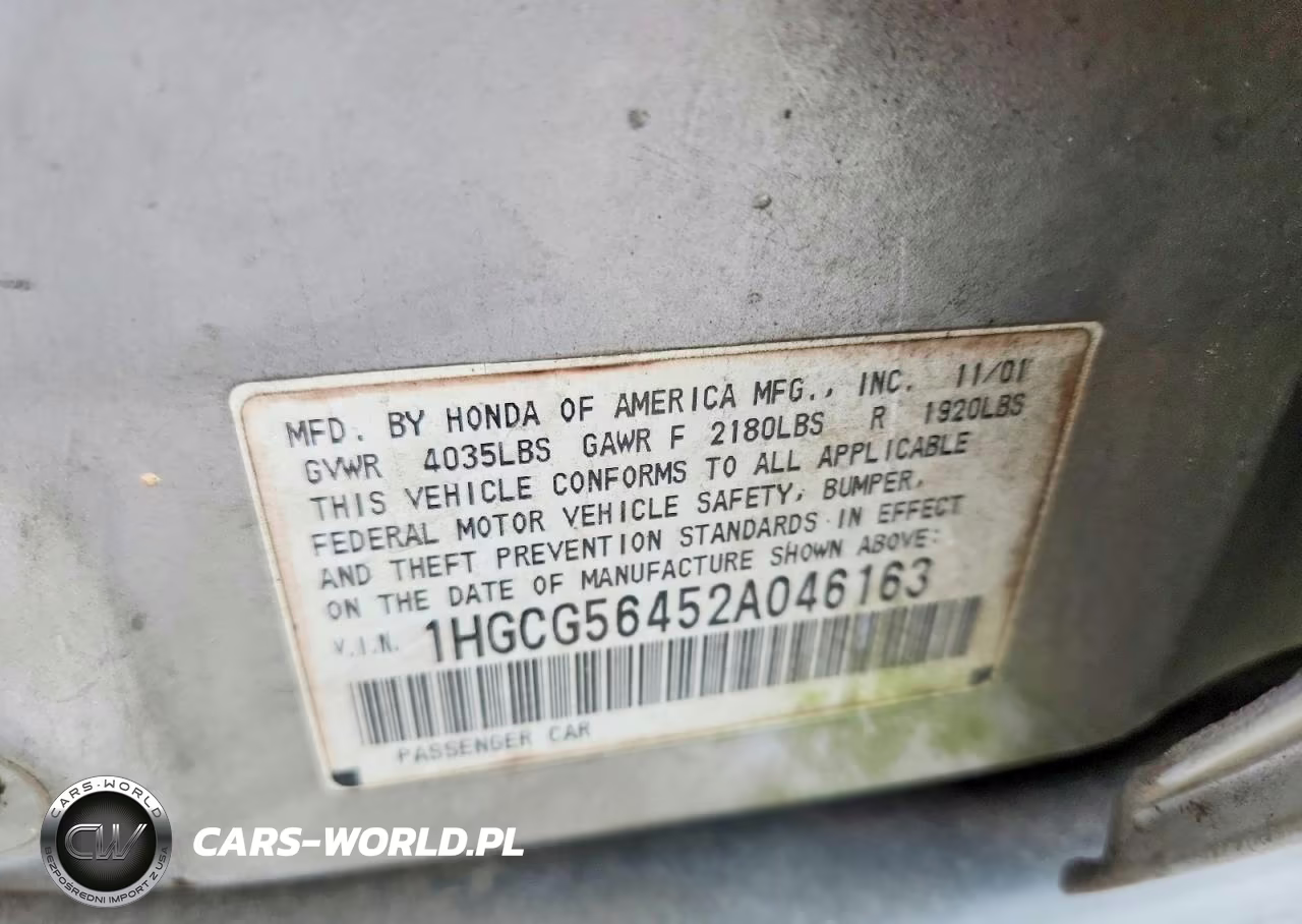 2002 Honda Accord Lx VIN:1HGCG56452A046163 - 12