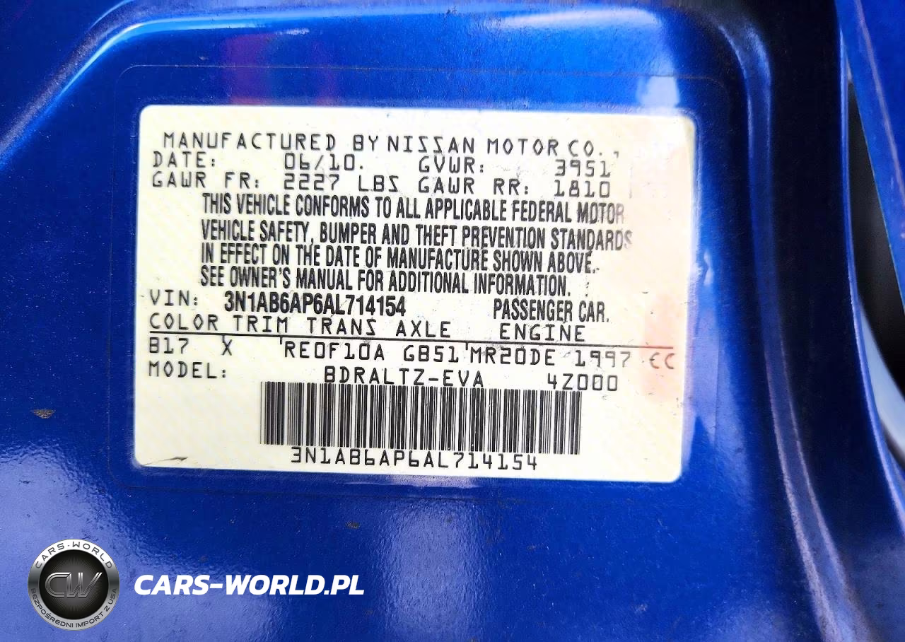 2010 Nissan Sentra 2.0 VIN:3N1AB6AP6AL714154 - 12