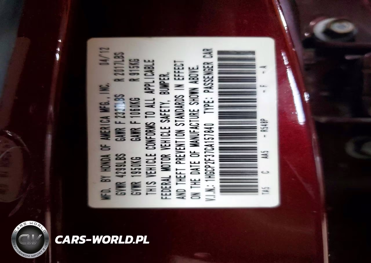 2012 Honda Accord Lx VIN:1HGCP2F37CA157840 - 12