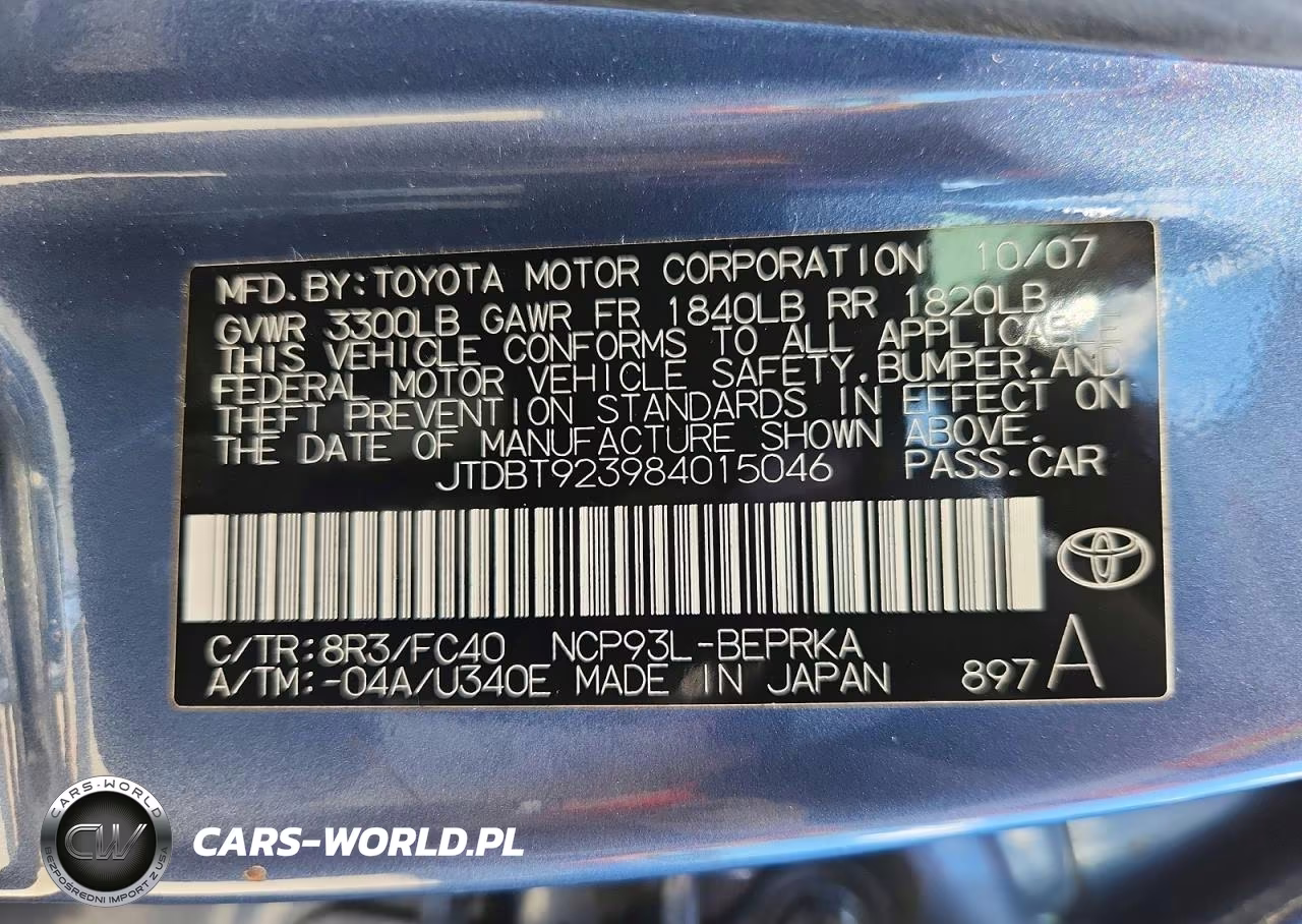 2008 Toyota Yaris Base VIN:JTDBT923984015046 - 12