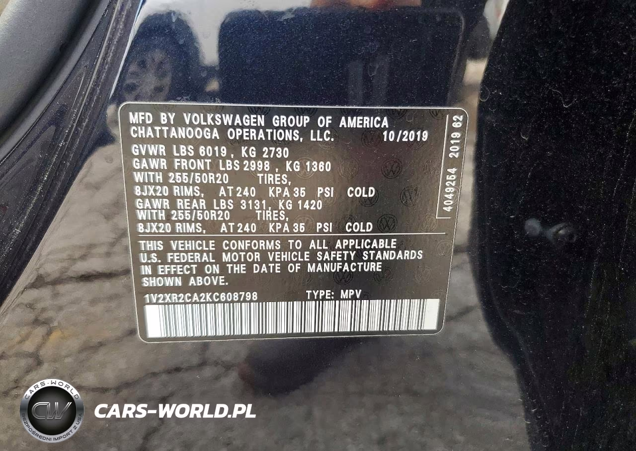 2019 Volkswagen Atlas Se VIN:1V2XR2CA2KC608798 - 13