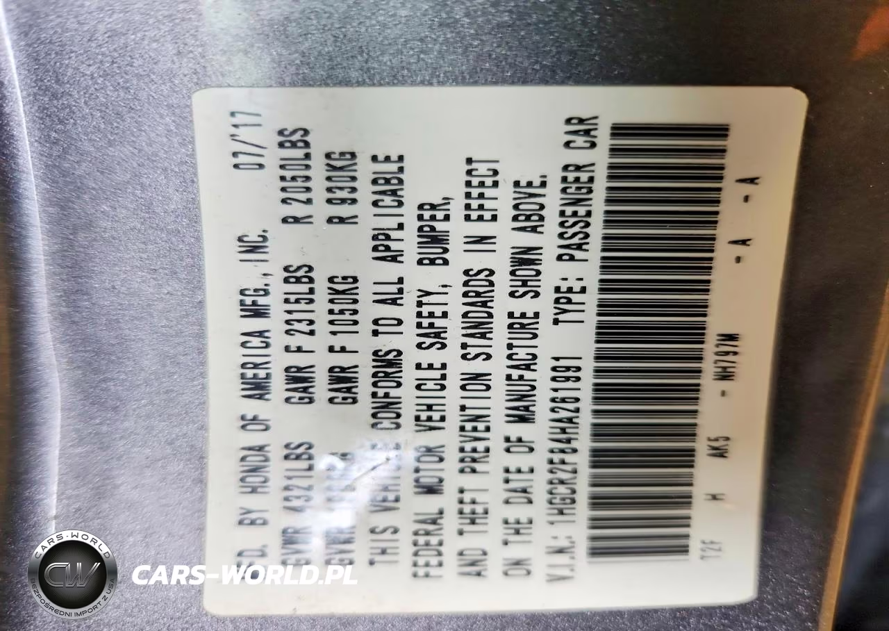 2017 Honda Accord Exl VIN:1HGCR2F84HA261991 - 13