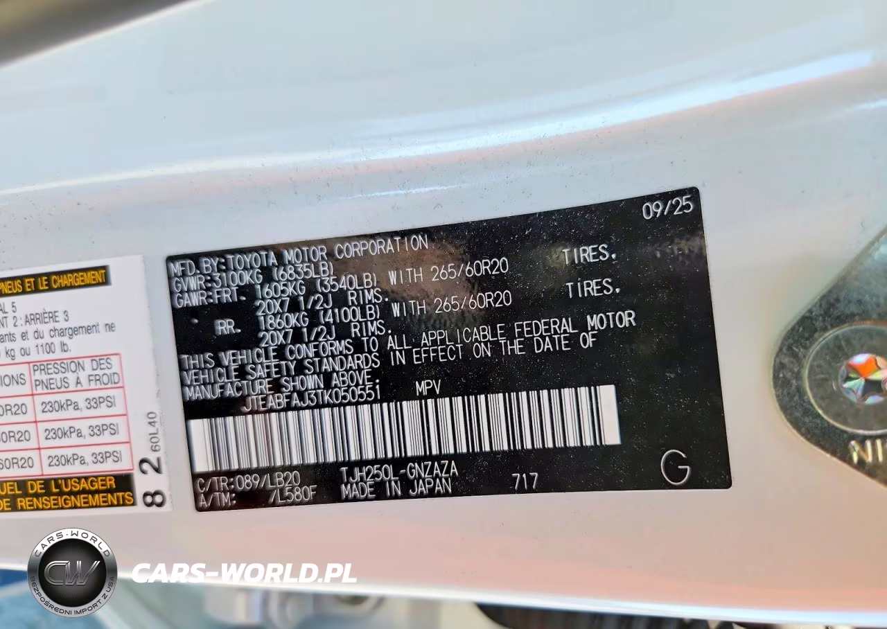 2026 Toyota Land Cruiser Base VIN:JTEABFAJ3TK050551 - 13