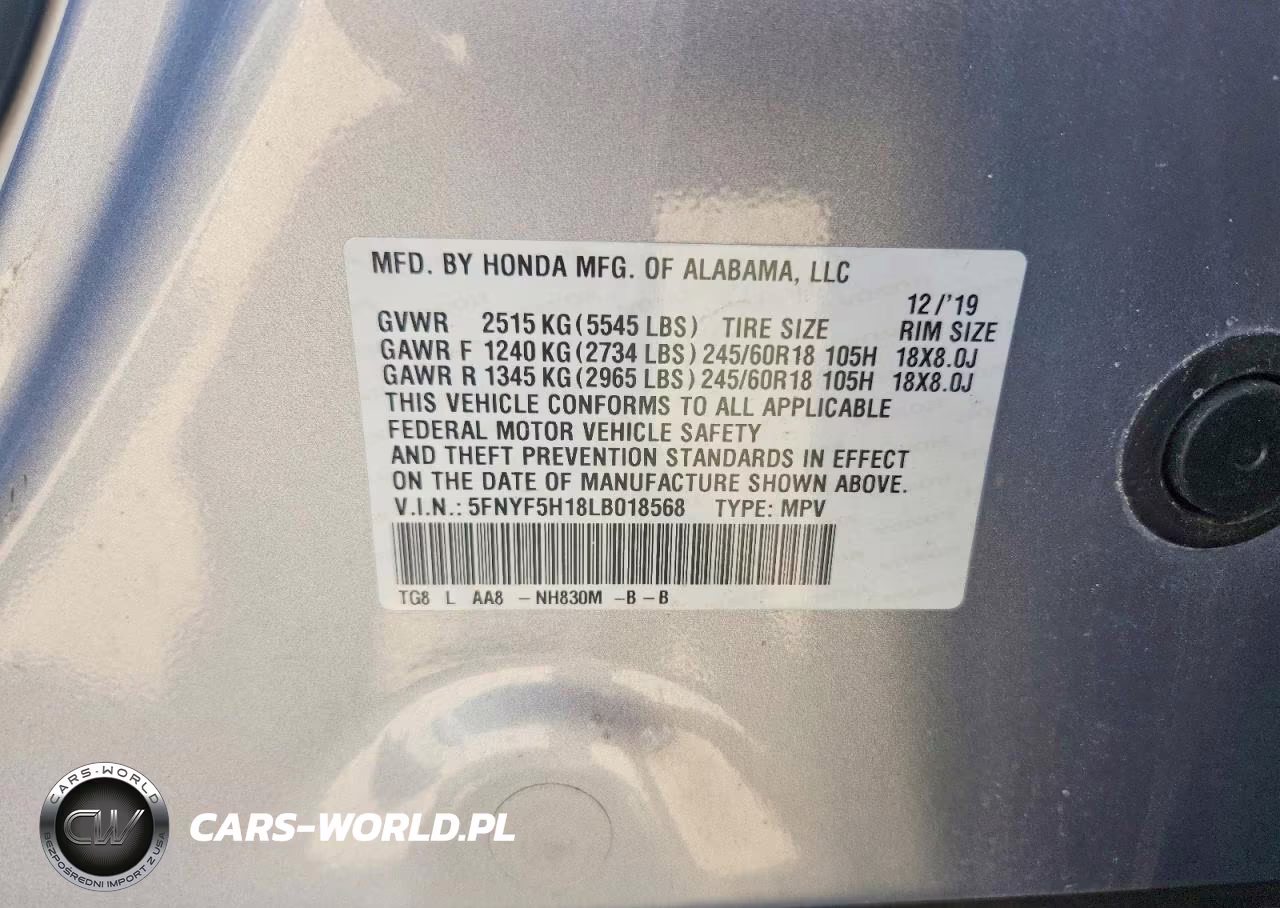 2020 Honda Pilot Lx VIN:5FNYF5H18LB018568 - 13