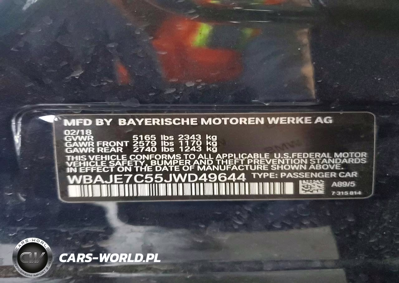 2018 BMW 540 Xi VIN:WBAJE7C55JWD49644 - 12