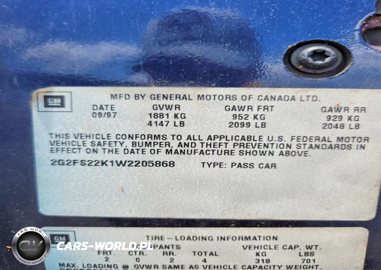 1998 Pontiac Firebird VIN:2G2FS22K1W2205868 - 12