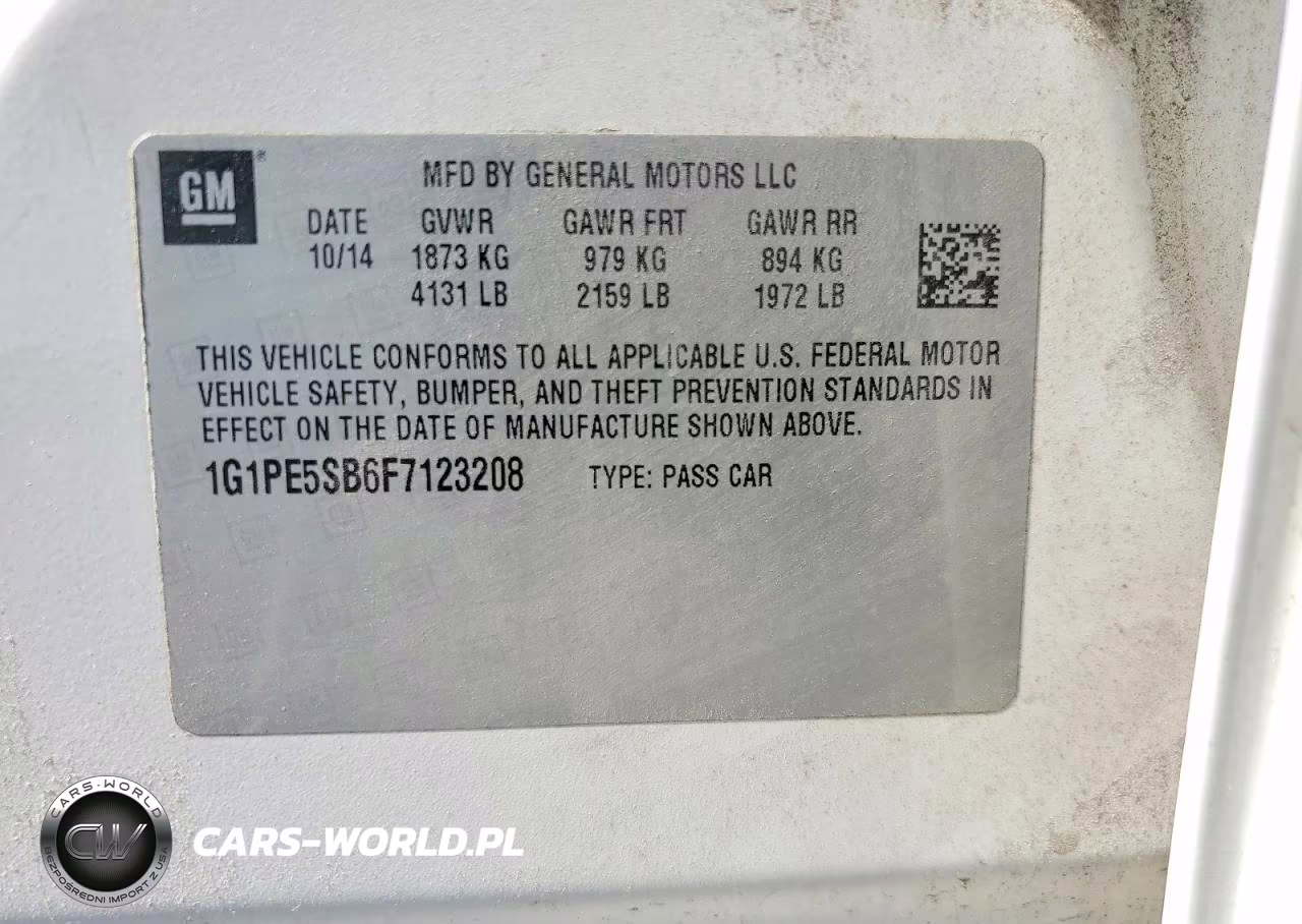 2015 Chevrolet Cruze Lt VIN:1G1PE5SB6F7123208 - 12