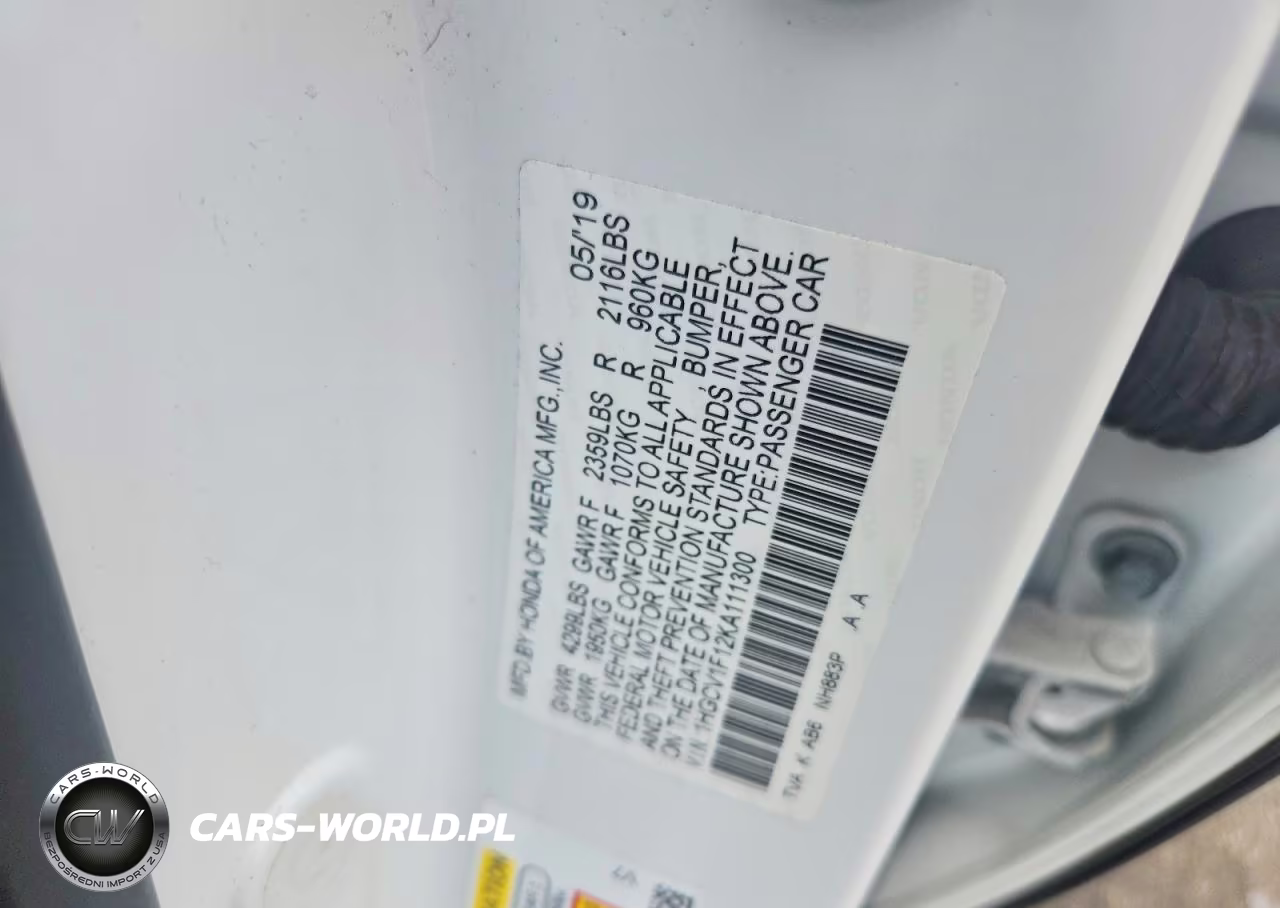 2019 Honda Accord Lx VIN:1HGCV1F12KA111300 - 12