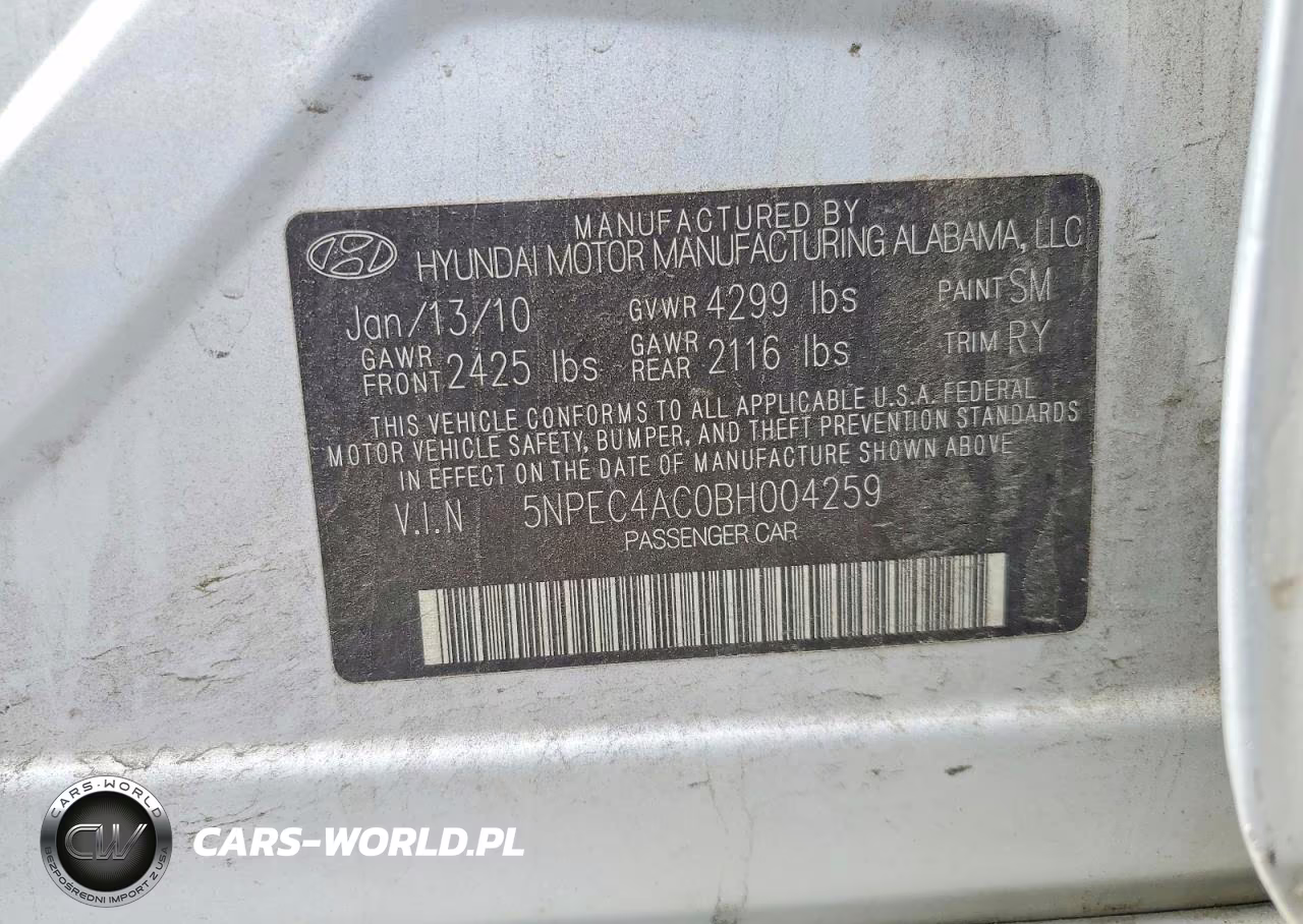 2011 Hyundai Sonata Limited VIN:5NPEC4AC0BH004259 - 13