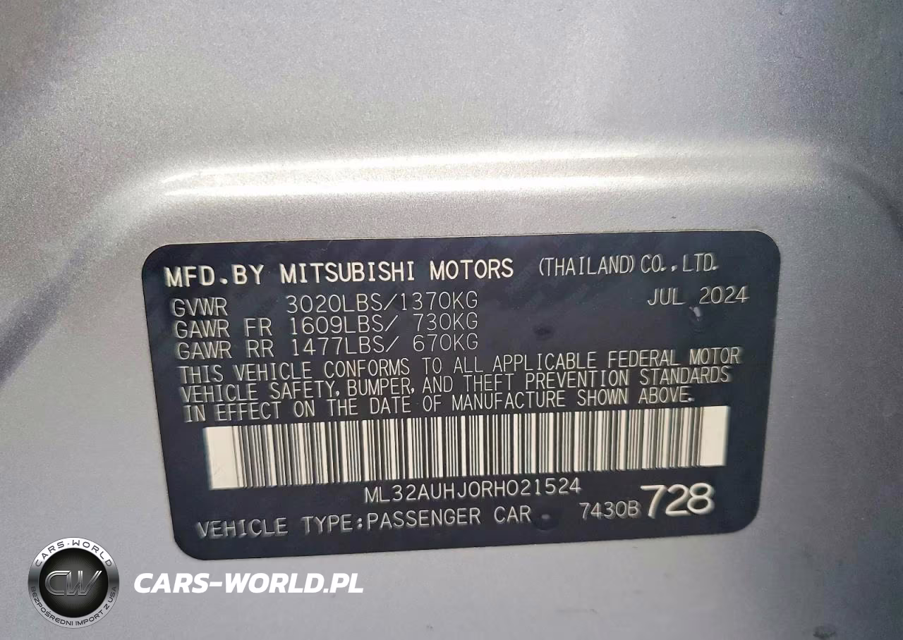 2024 Mitsubishi Mirage Es VIN:ML32AUHJ0RH021524 - 12