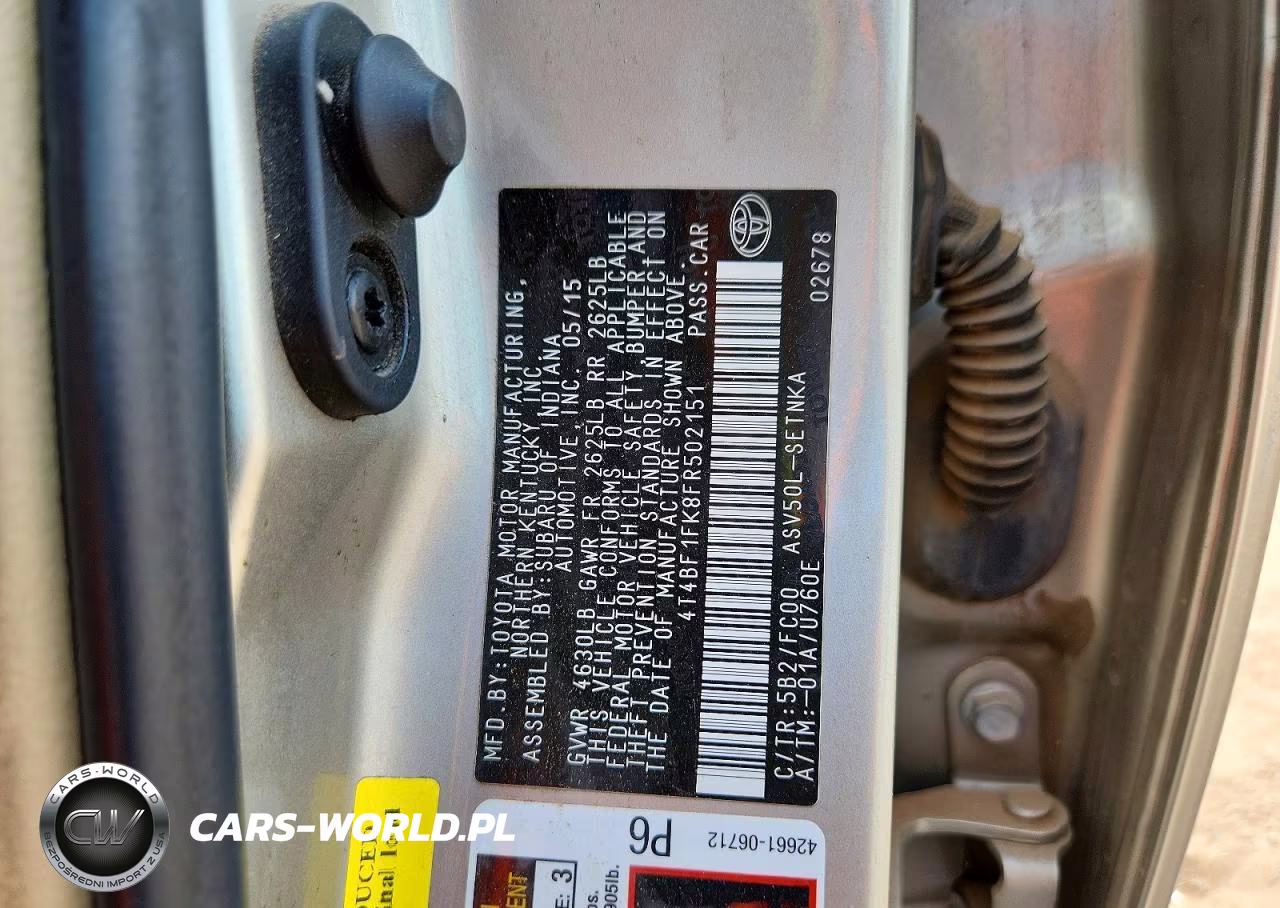 2015 Toyota Camry Le VIN:4T4BF1FK8FR502151 - 12