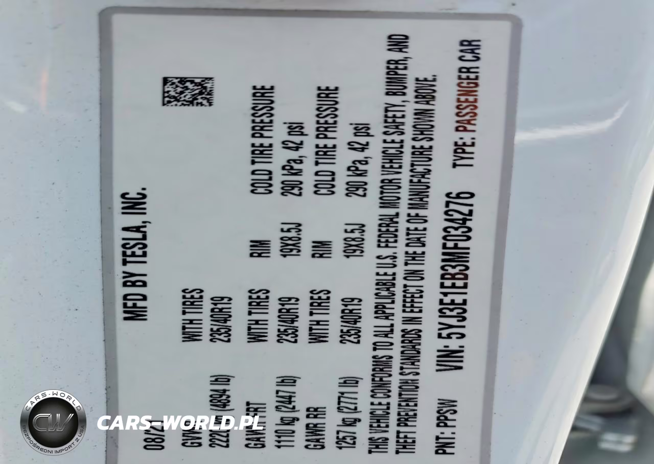 2021 Tesla Model 3 VIN:5YJ3E1EB3MF034276 - 12