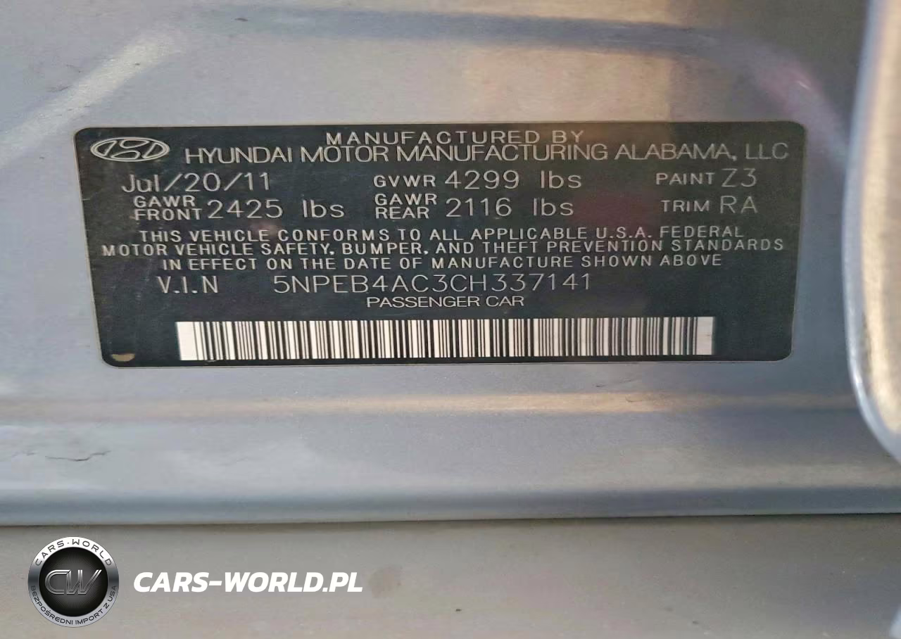 2012 Hyundai Sonata Gls VIN:5NPEB4AC3CH337141 - 12